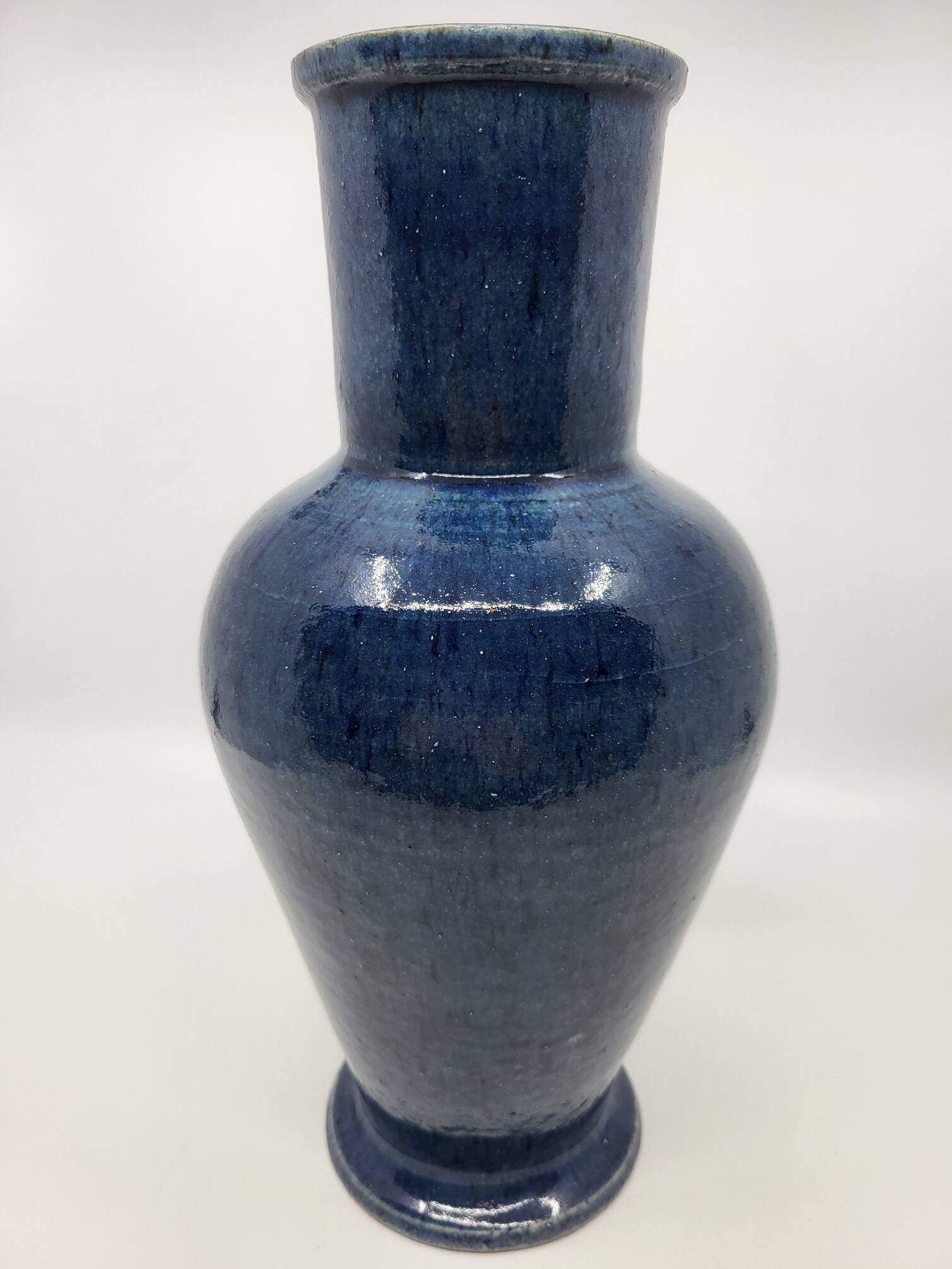 Accolay vase in enamelled stoneware Bleu France Circa 1970