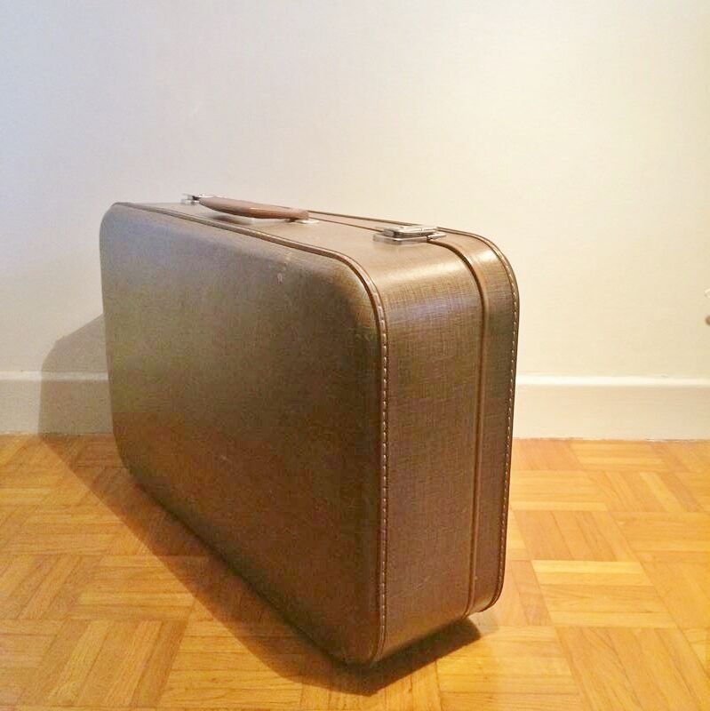 Large cardboard suitcase rigid vintage