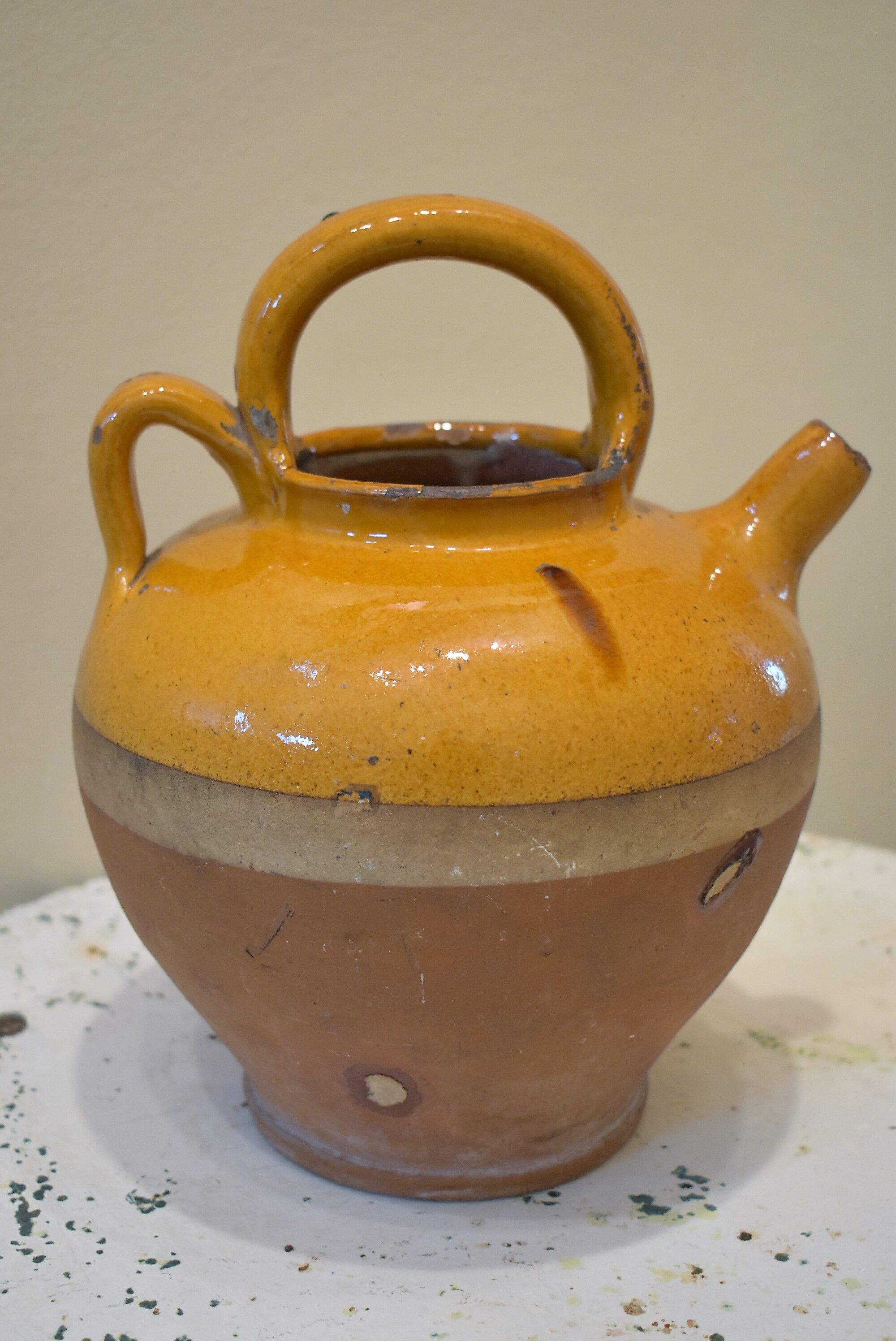 Old glazed ceramic jug