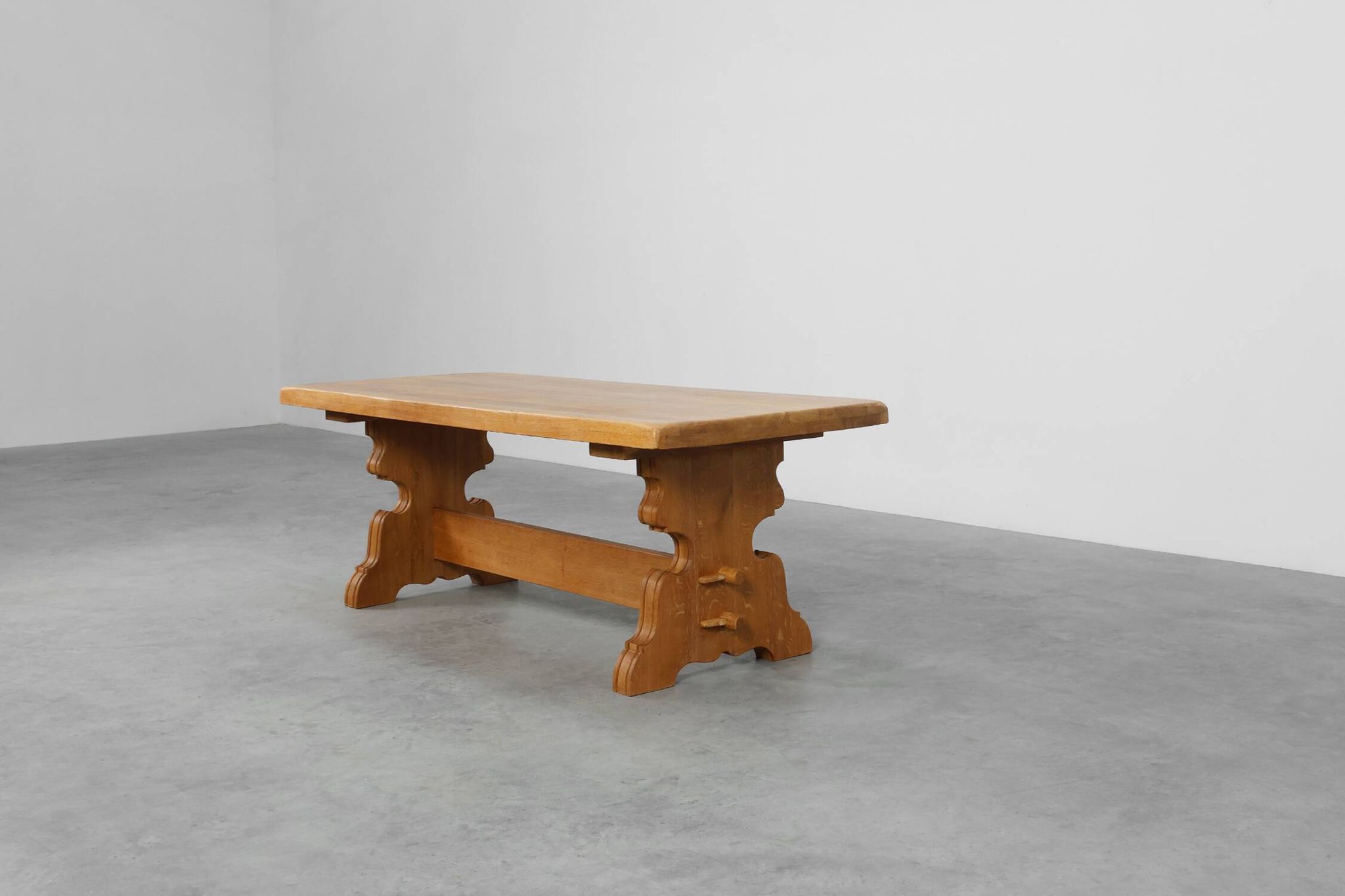 Mid‑20th‑Century Rustic Oak Dining Table, France 1960s