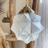 Vintage frosted glass lamp, Art Deco star shape, customizable