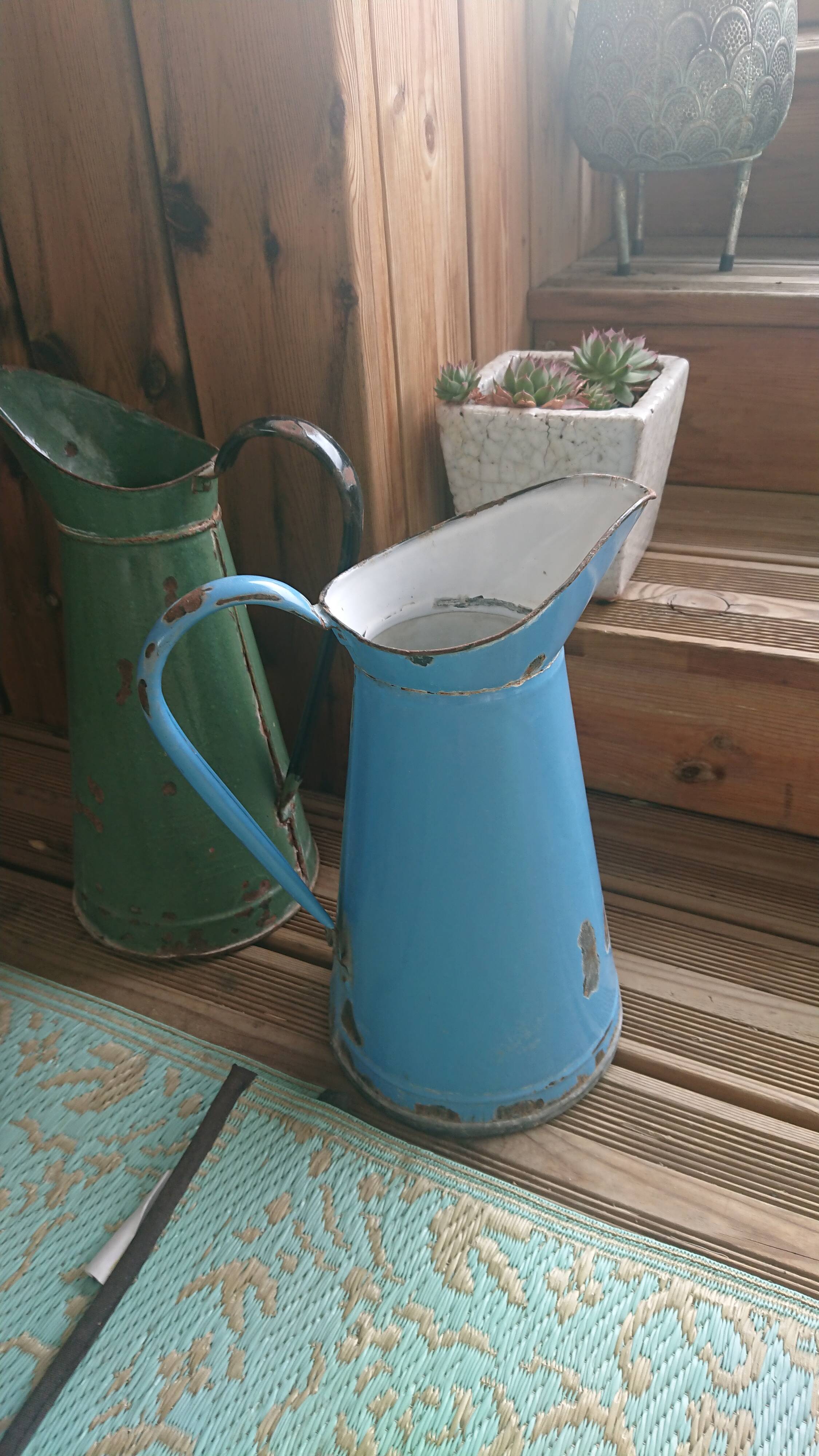Blue enamelled sheet water broc