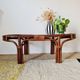 Grande table basse ancienne en rotin et cannage – Esprit bohème