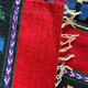 Romanian wool rug, red background with delicate colourful flowers