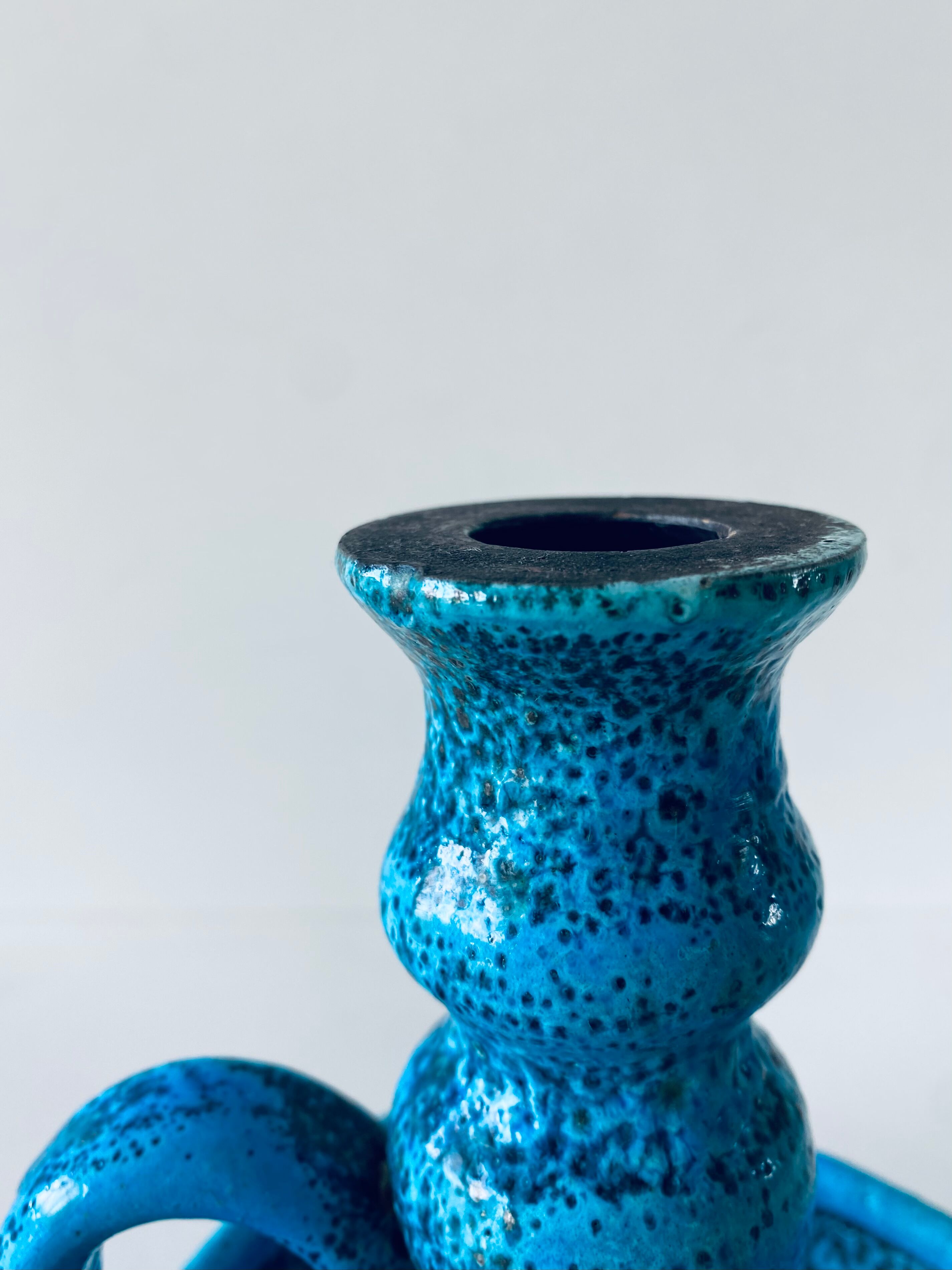 Candle holder fat lava blue