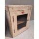 Medicine cabinet in vintage grey patinated wood and red cross