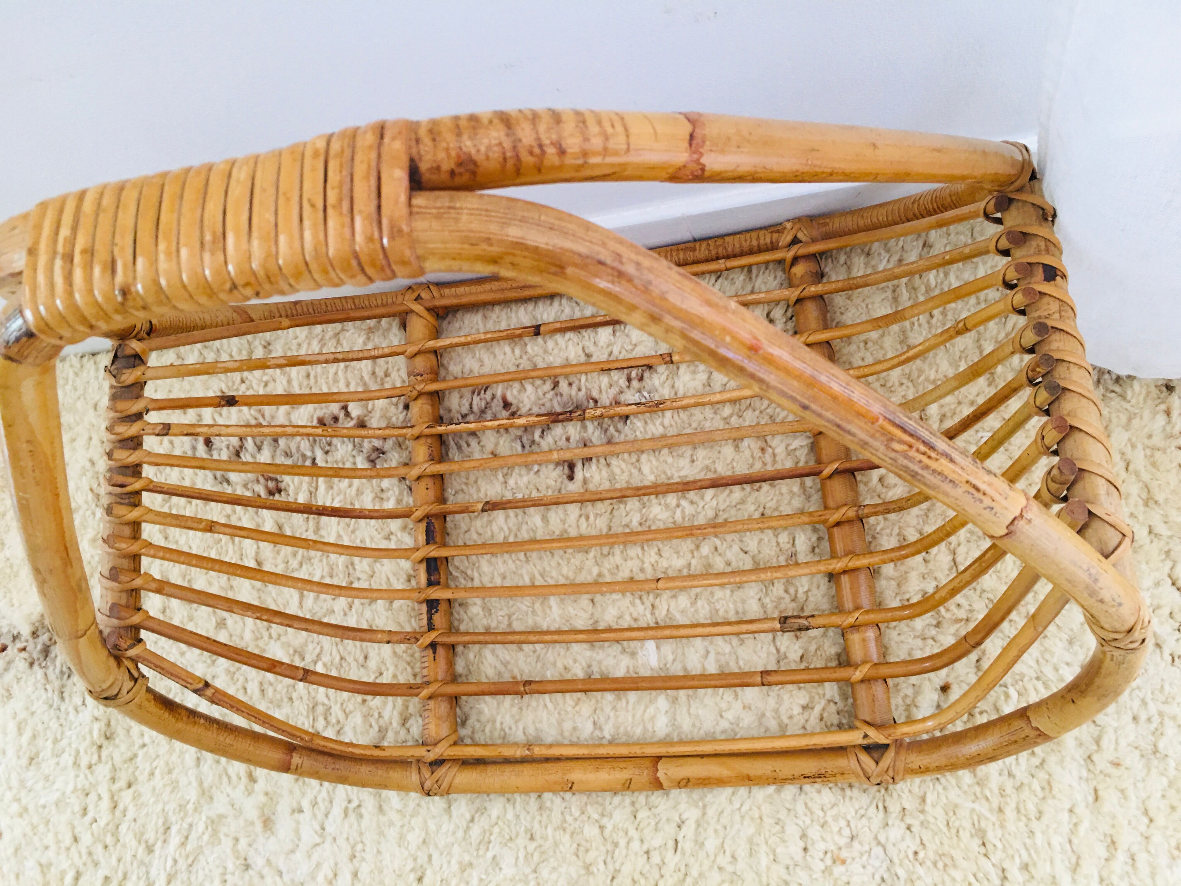 Porte bûche rotin vintage