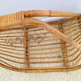 Vintage rattan log holder