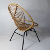 Armchair rattan shell metal