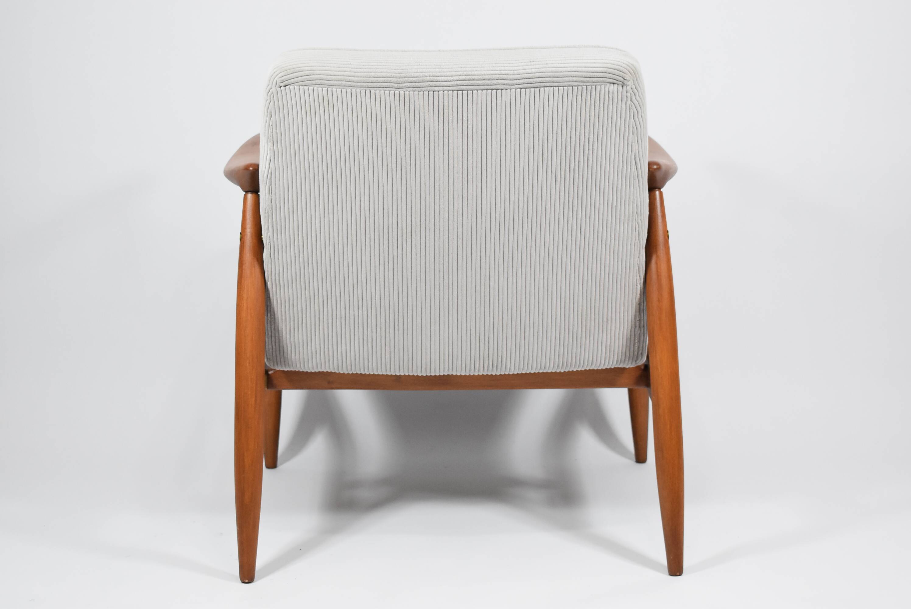 Famous Vintage armchair "Kedzior", fully restored, Grey CORD