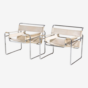 Pair of chairs model b3 Wassily by Marcel Breuer