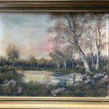 Pendant of 2xhst painting (19th/20th century) barbizon era "animated landscape"