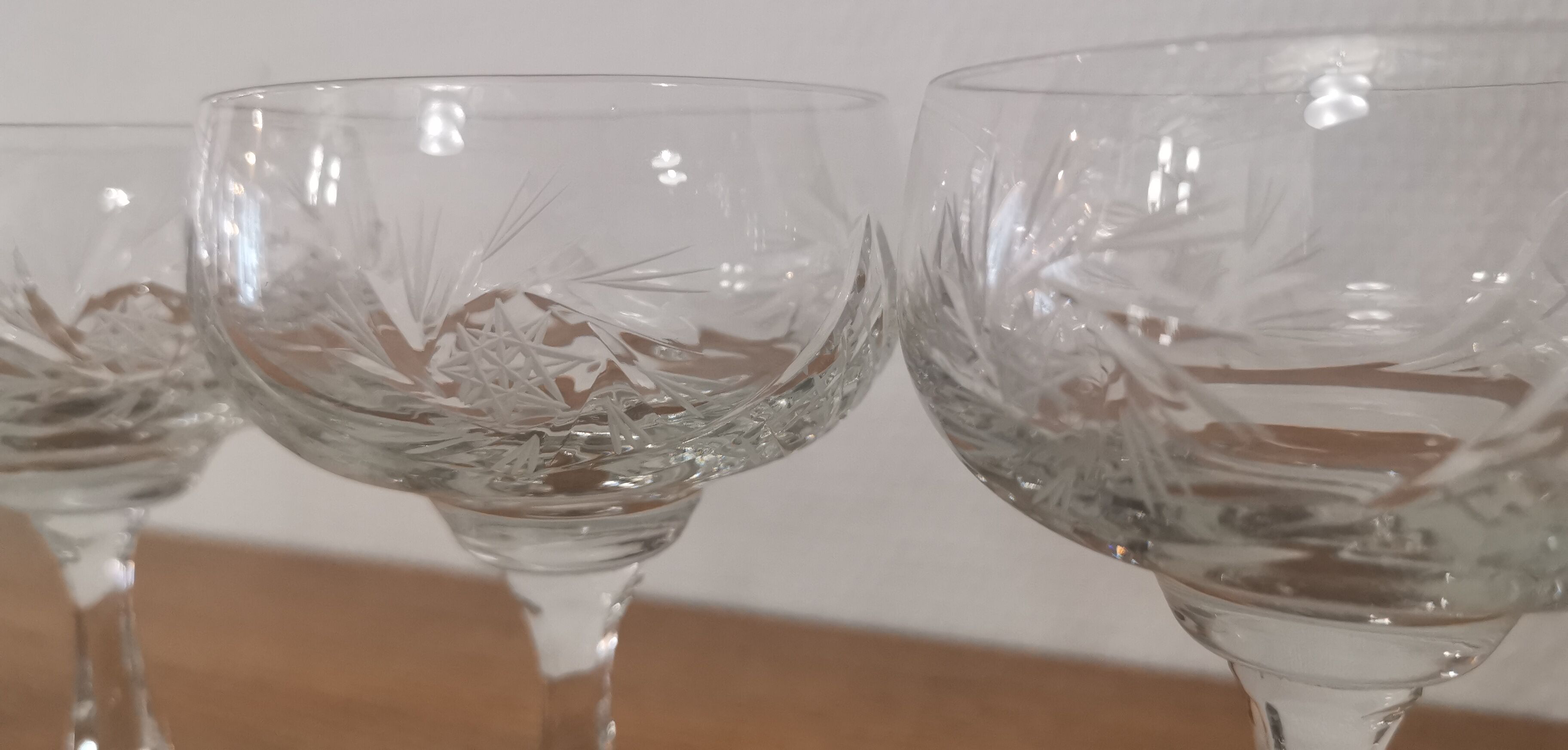 Cut crystal champagne glasses
