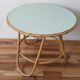 Vintage round rattan table, desk, tripod legs