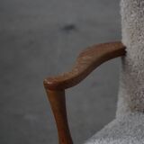 Viggo Boesen, high-back chair in oak and shearling lambskin, modern Danish design, 1950s.