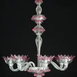 Wonderful Vintage Pink Venetian Chandelier Murano Glass 7 arms