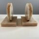 Pair of art deco pink marble bookends