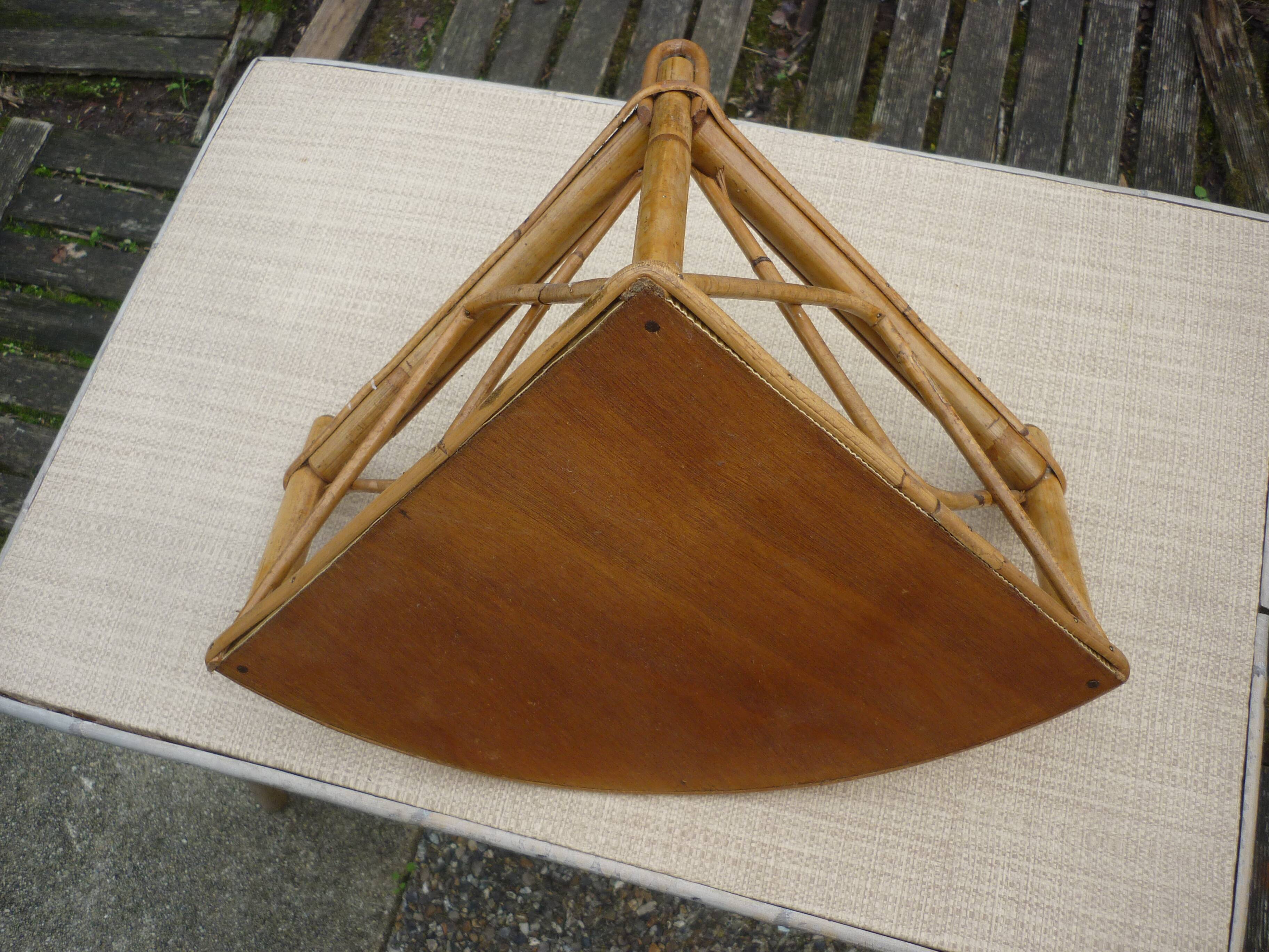 Wooden wall shelf in rattan bamboo