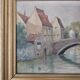 Oil on Canvas Landscape The Old Canals of Bruges - Signed Glossier