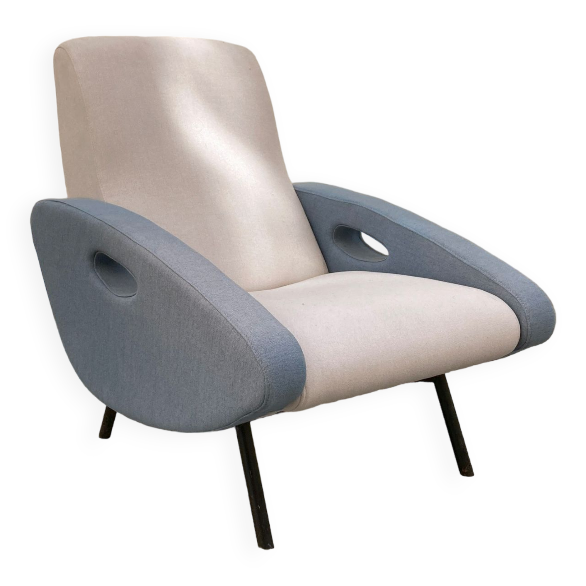 Blue and gray armchair by François Letourneur