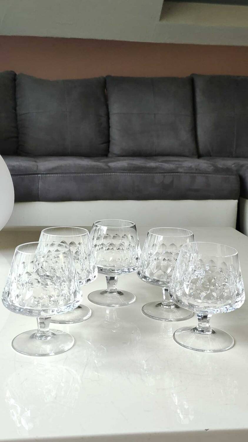 Lot 5 x Peill & Putzler Cognac Glasses. Mod. Granada. lead crystal