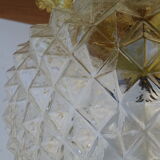 Glass and brass globe chandelier