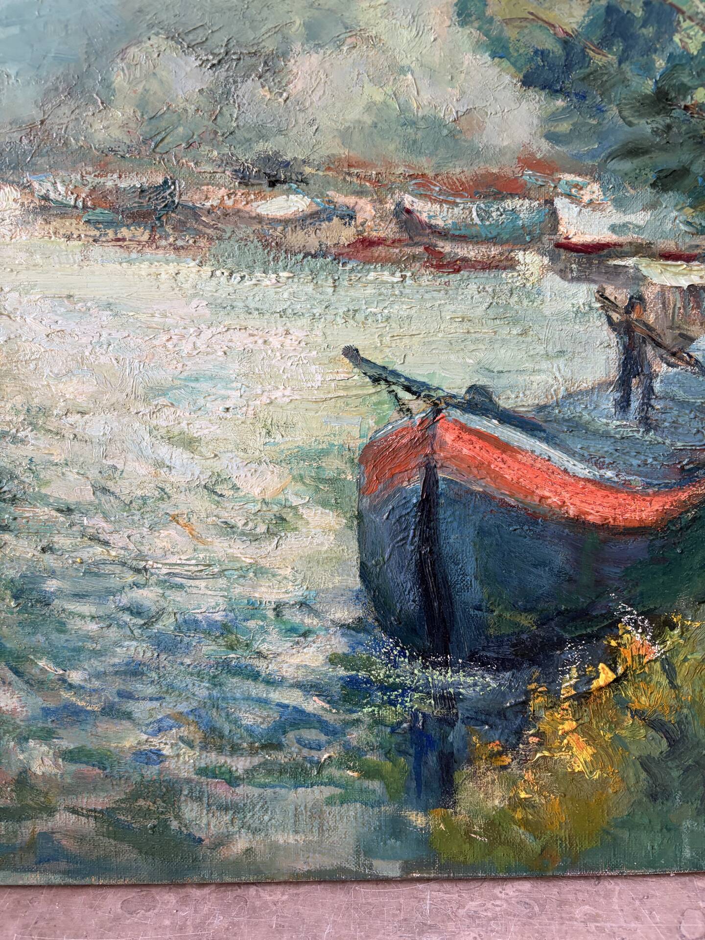 Banks of the Seine at Bougival, oil on canvas signed