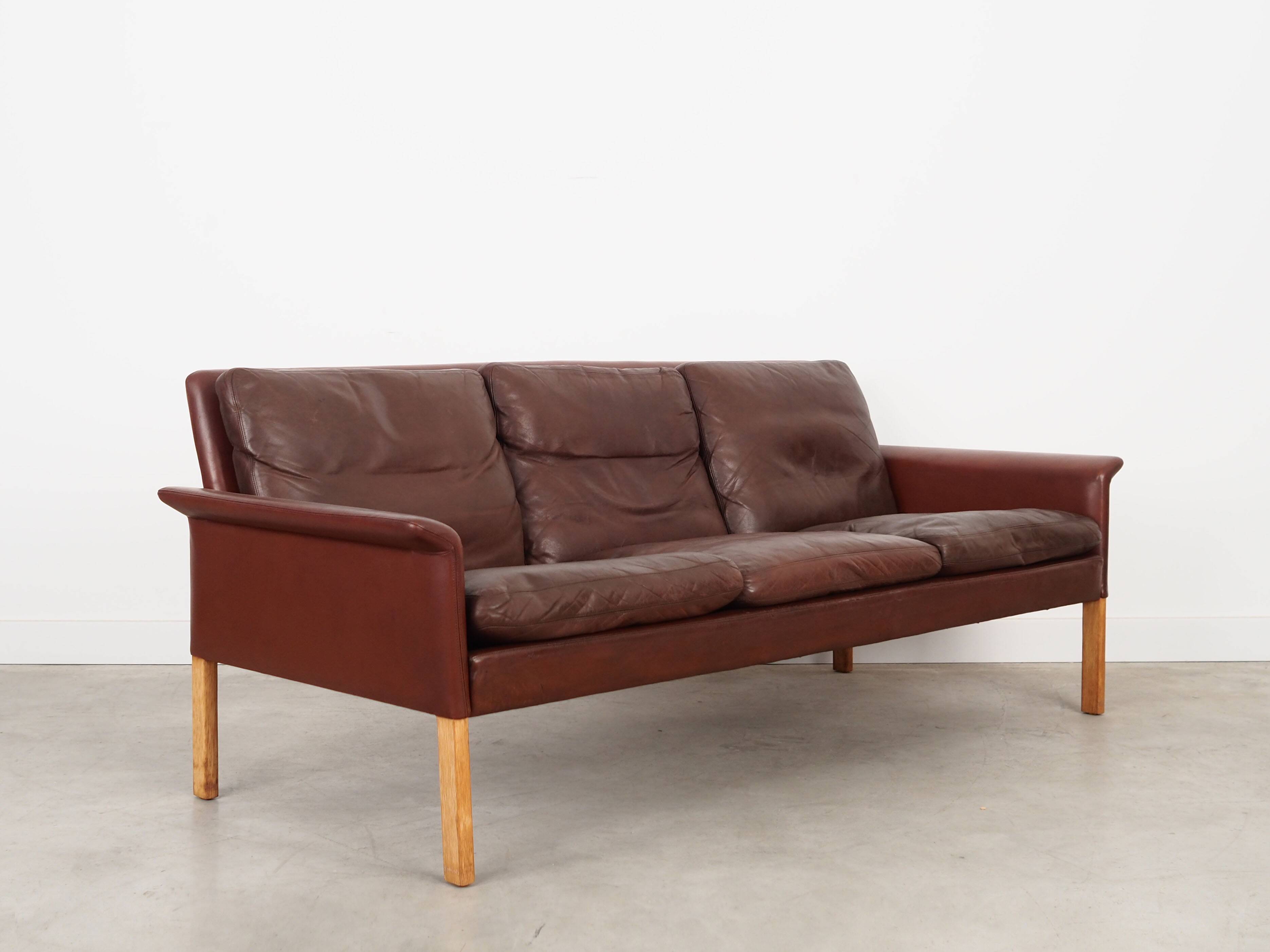 Brown leather sofa, Danish design, 1960s