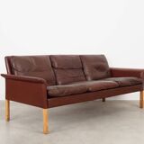 Brown leather sofa, Danish design, 1960s