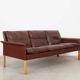 Brown leather sofa, Danish design, 1960s