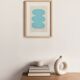 Abstract painting on paper - light blue illustration signed eawy.