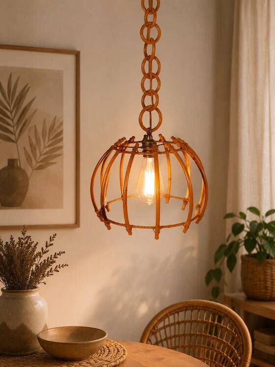 Rattan suspension in the style of Louis Sognot, 1960.