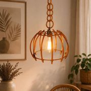 Rattan suspension in the style of Louis Sognot, 1960.