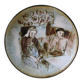 Assiette peinte et gravée par Henry Simon