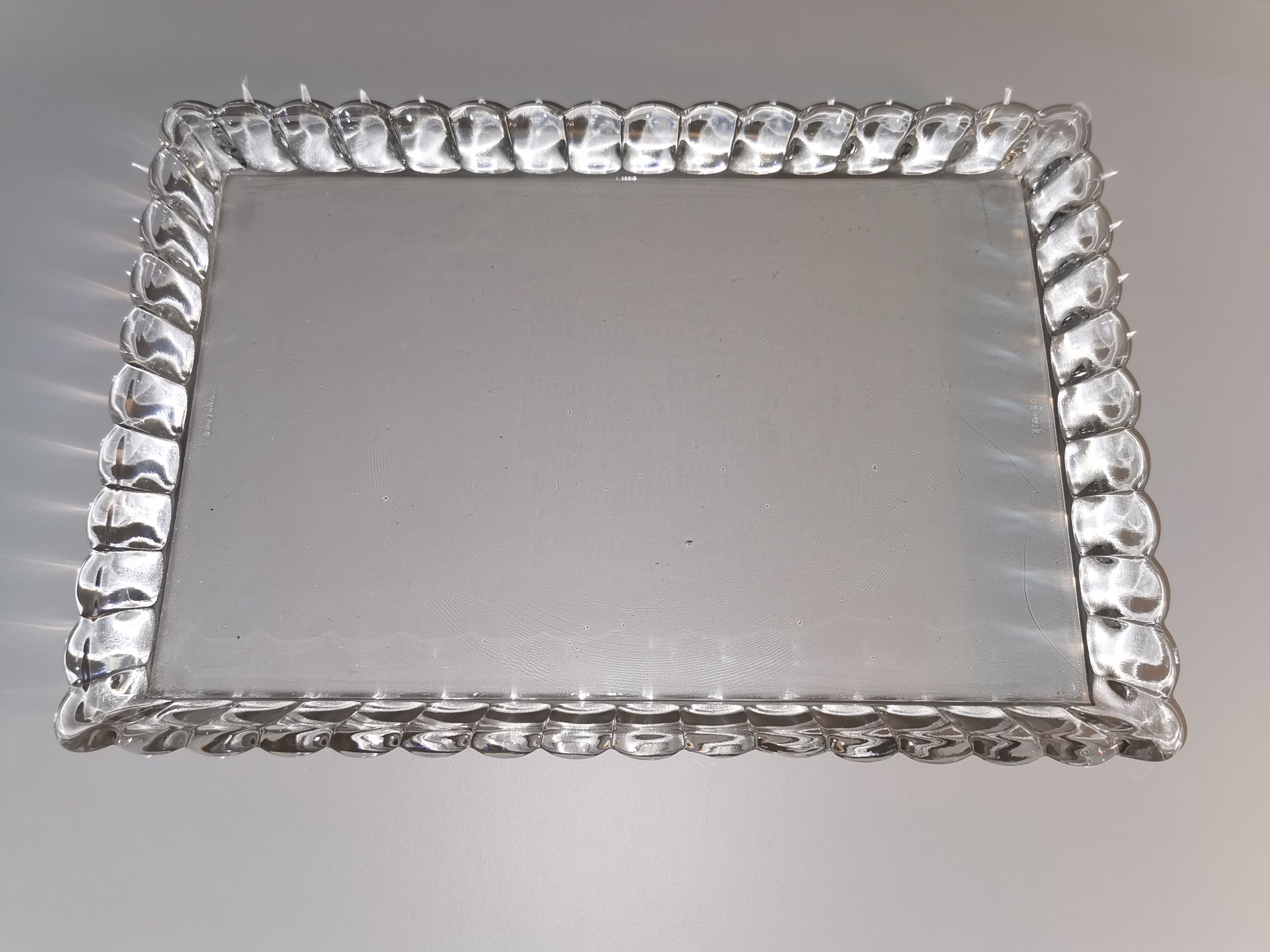 Crystal and silver-plated ice bucket and tray set by Baccarat (signed Baccarat)