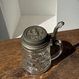 Alsatian beer mug with figurative pewter lid
