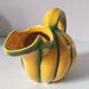 Vintage yellow and green earthenware melon-shaped pitcher – 1950s