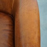 Set of 2 sheepskin leather club chairs