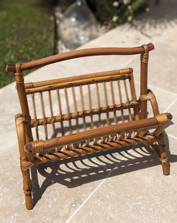 Rattan magazine rack