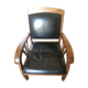 Leather and wood armchair 50