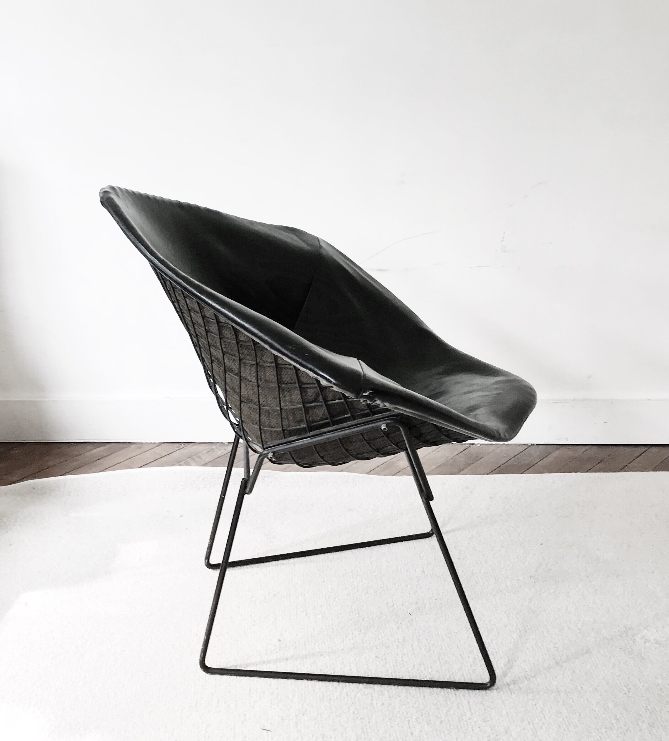Armchair Diamond leather of Harry Bertoia for Knoll 1970