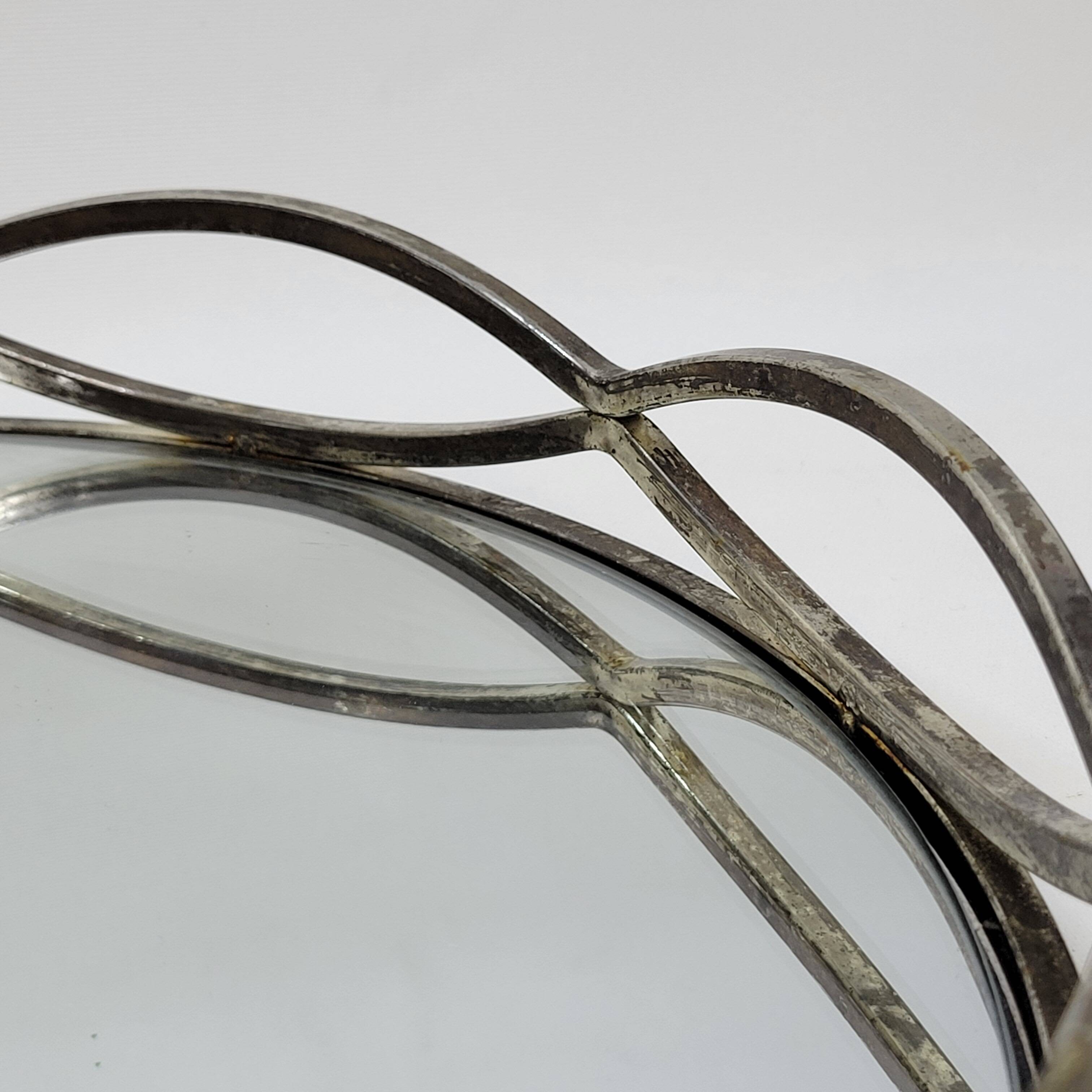 Round Tray In Silver Metal And Mirror