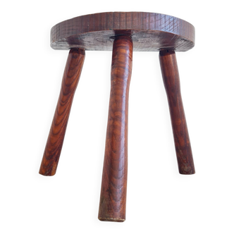 Solid wood tripod stool - brutalist plant stand