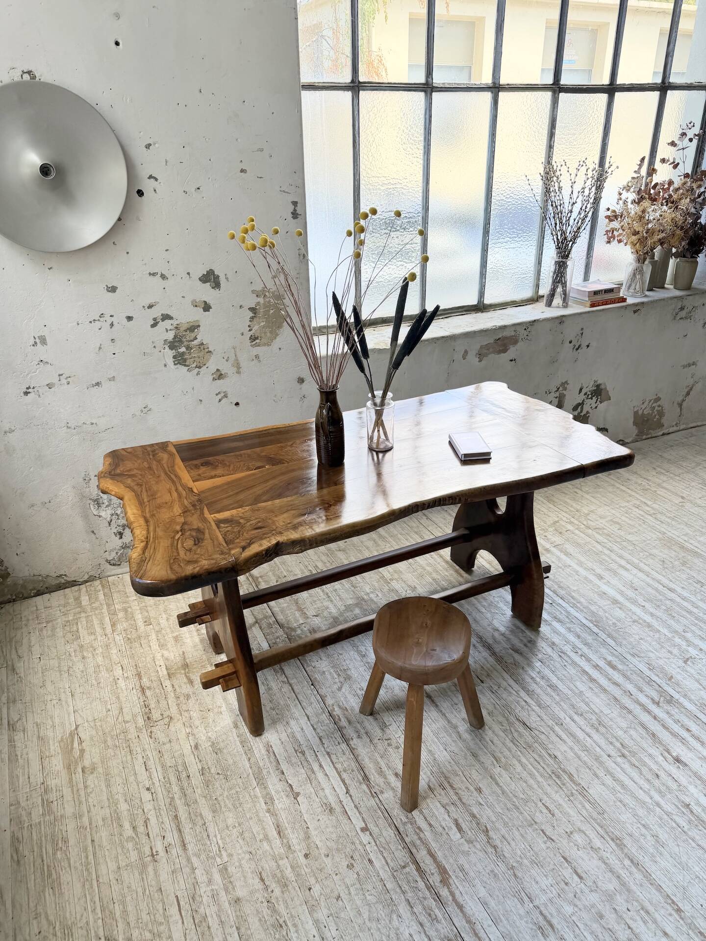 Dining table in solid olive wood Maison Skela 1960