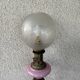 Large antique lamp in pink opaline and brass with engraved globe