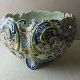 Old ceramic pot cover, decoration flowers, Rouen