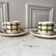 Duo de tasses et sous-tasses à café motif écossais / vichy années 50