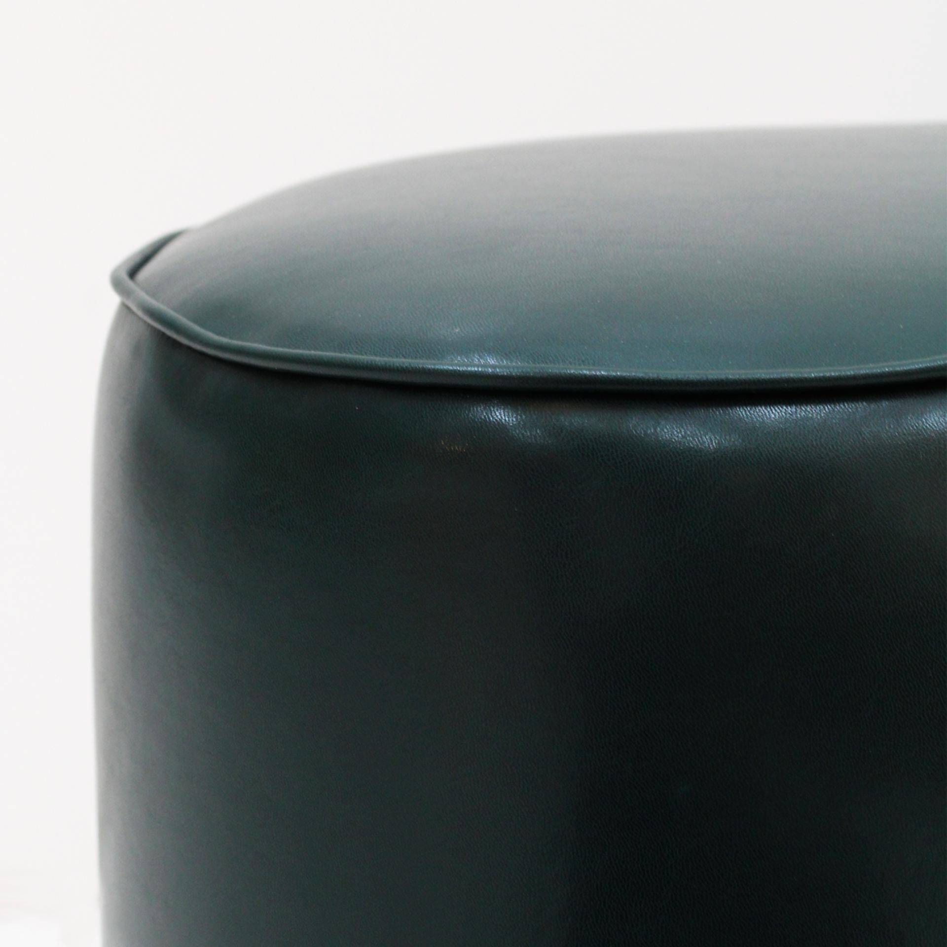 Pair of Italian Footstools in Solid Wood and Green Faux Leather, Italy, 1960s