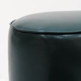 Pair of Italian Footstools in Solid Wood and Green Faux Leather, Italy, 1960s