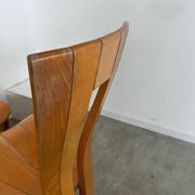 4 old French design solid elm chairs from the 70s vintage